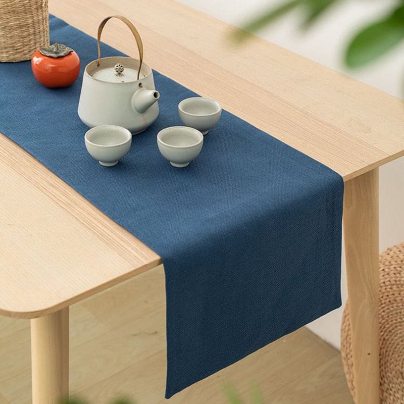 Chemin de table en toile de jute bleue - bleu