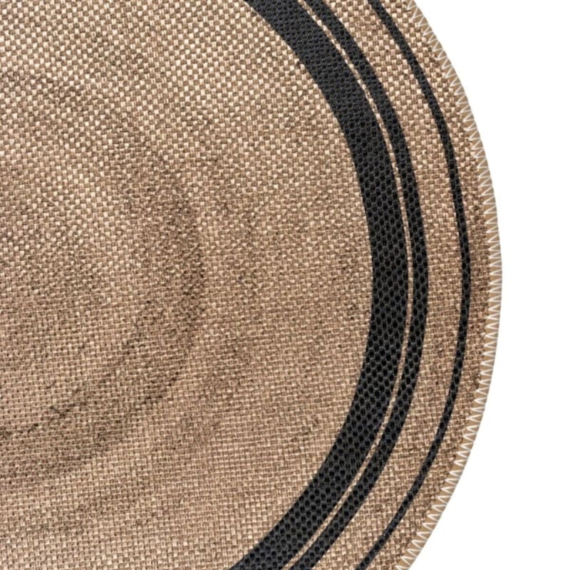 Tapis jute rond noir et beige - beige, noir, rond