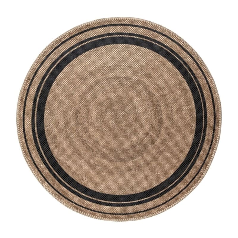 Tapis jute rond noir et beige - beige, noir, rond
