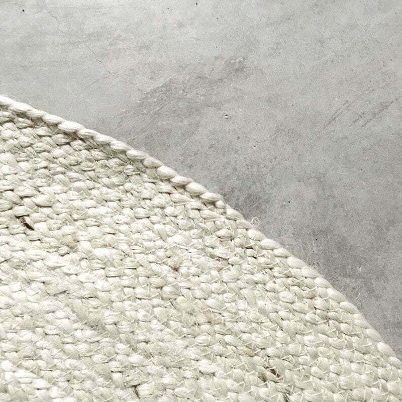 Tapis rond jute et blanc - blanc, rond