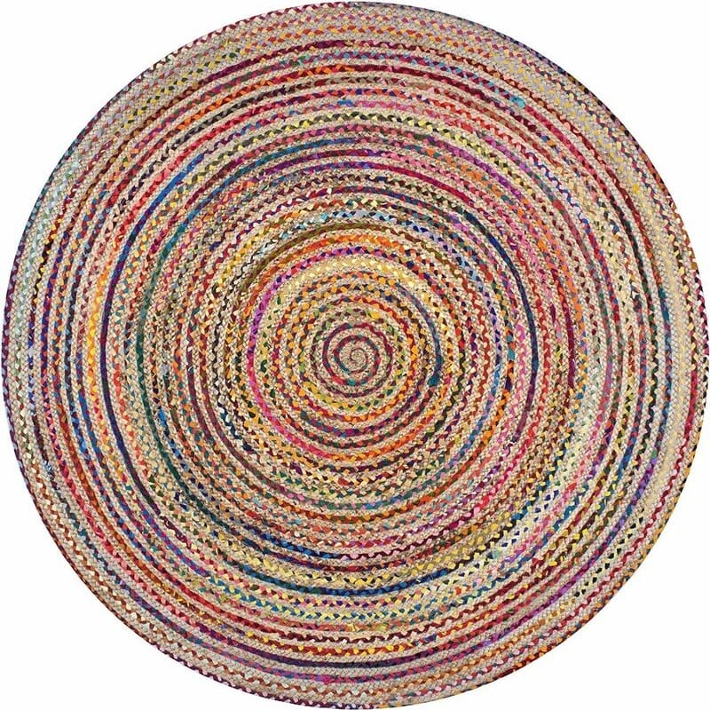 Tapis rond jute multicolore - multicolore, rond