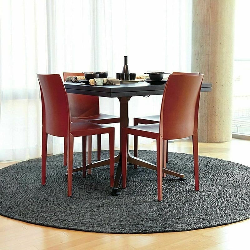 Tapis rond noir jute - noir, rond