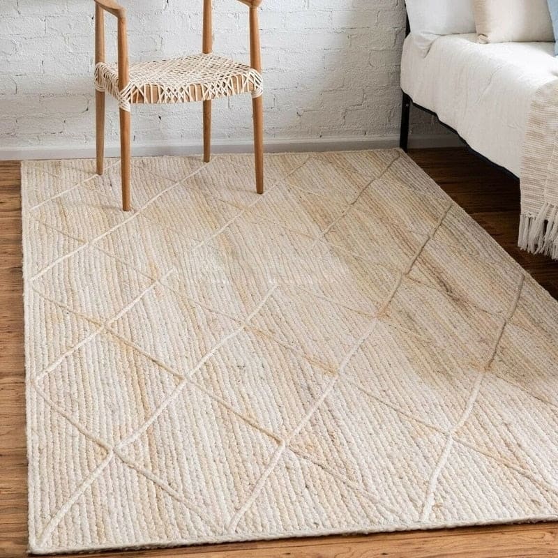 Grand tapis jute rectangulaire - blanc, grand, rectangulaire