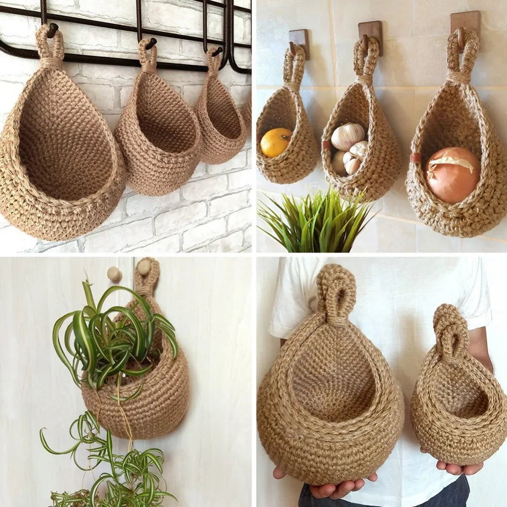 Panier de rangement mural en jute