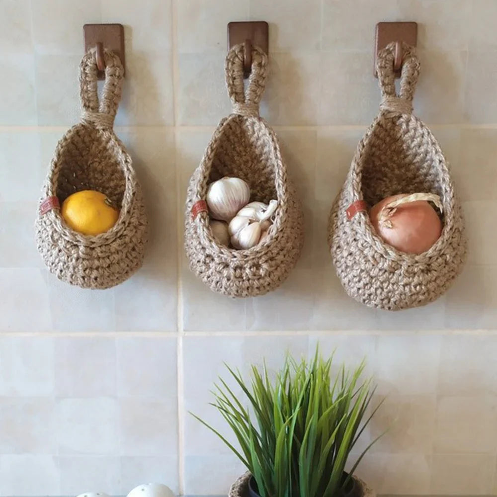 Panier de rangement mural en jute