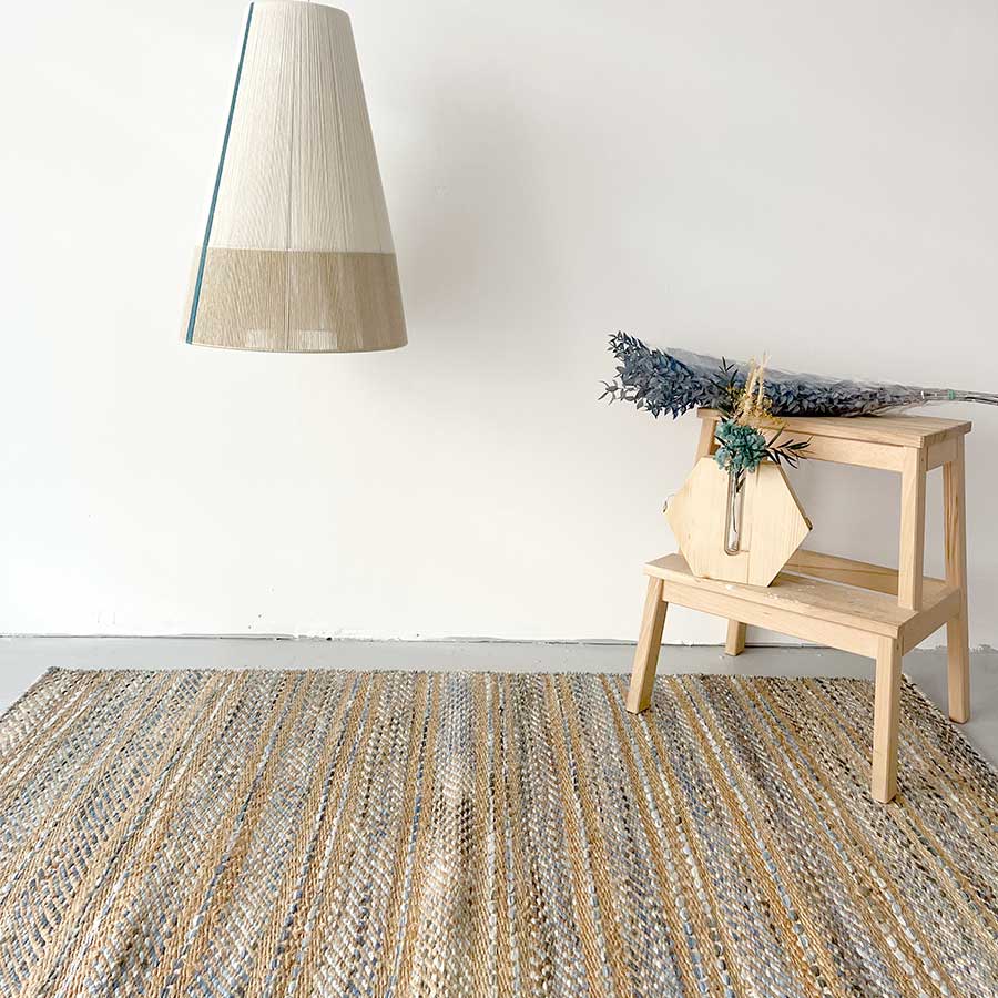 Tapis jute bleu - grand