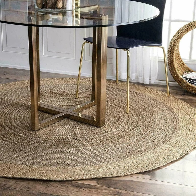 Tapis jute rond pour salle à manger - rond, salle à manger