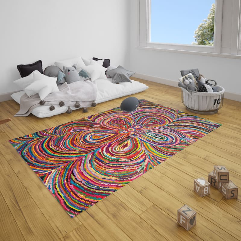 Tapis rectangulaire jute multicolore - multicolore,