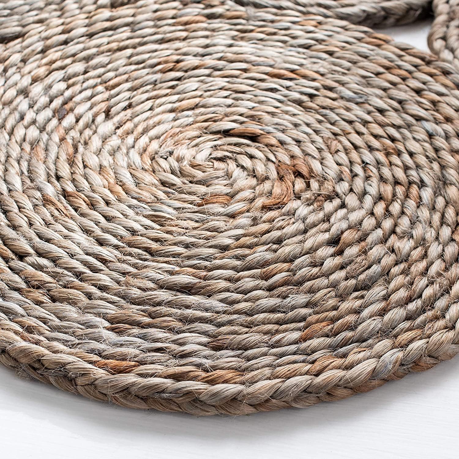 Tapis rond gris jute - gris, rond