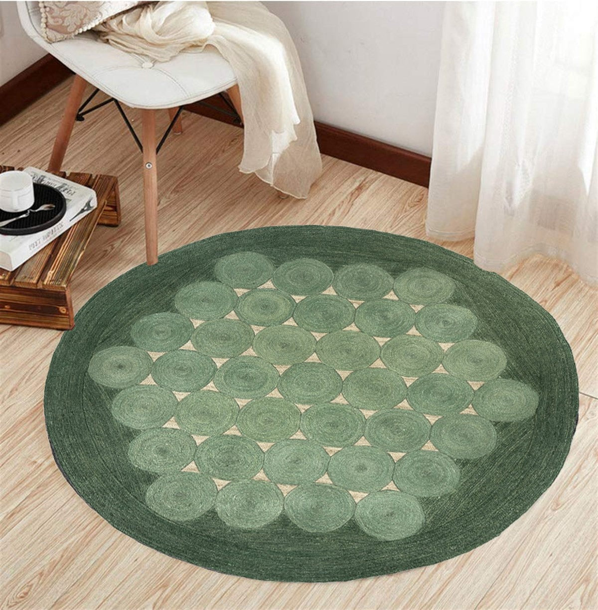 Tapis rond jute kaki - kaki