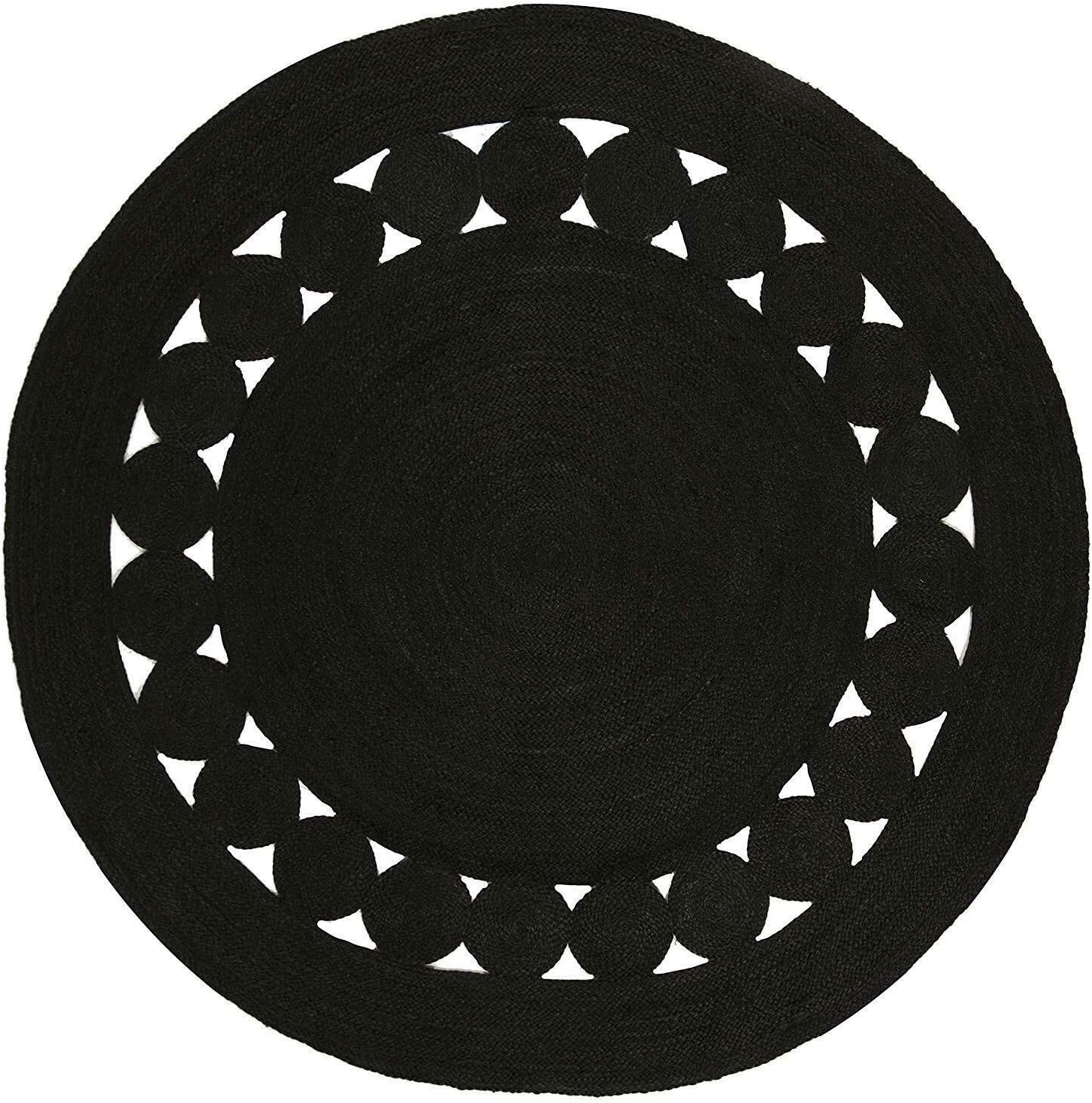 Tapis rond jute noir - Ameublement et décoration,