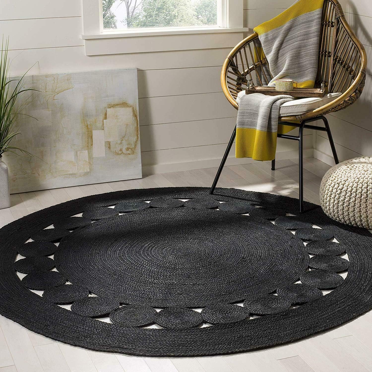 Tapis rond jute noir - Ameublement et décoration,