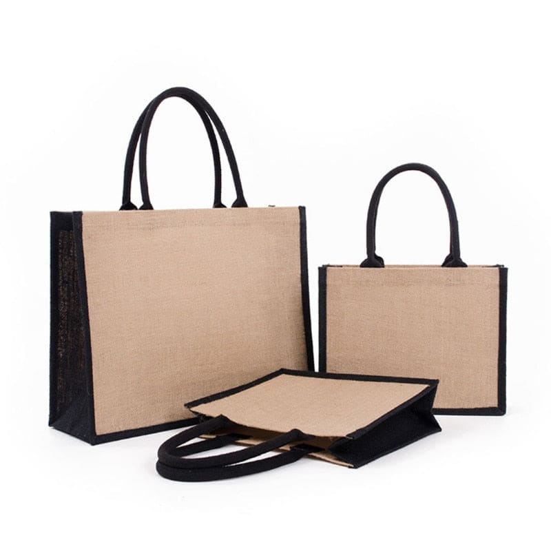 Sac toile de jute femme - femme, noir