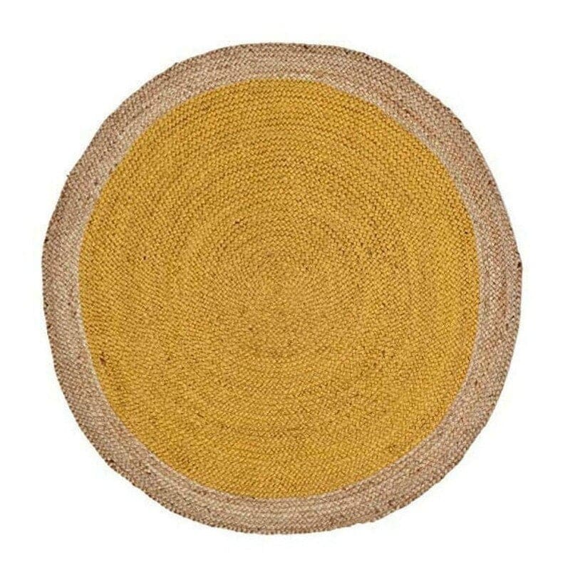 Tapis rond jute jaune